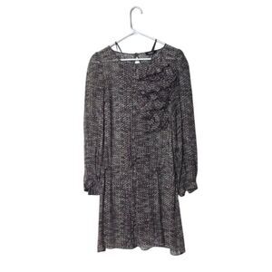 Max&Co Womens Long Sleeve Printed Dress With Layered Ruffle Detail